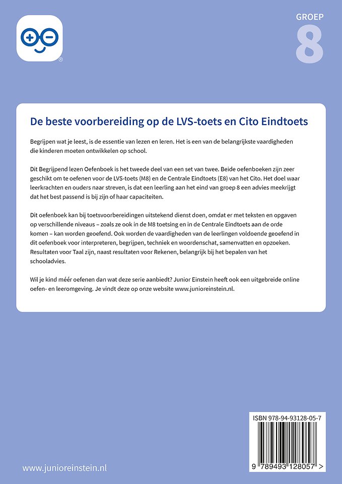 Begrijpend lezen Oefenboek Deel 2 groep 8 M8/E8 Geschikt voor de LVS-toets 3.0 (M8) en de Cito Eindtoets (E8)