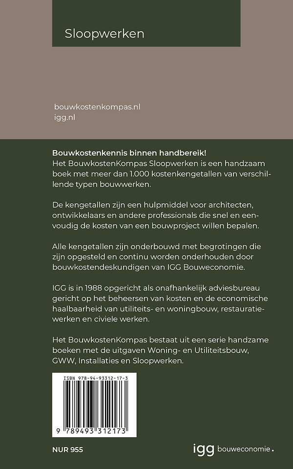 Bouwkostenkompas Sloopwerken 2023