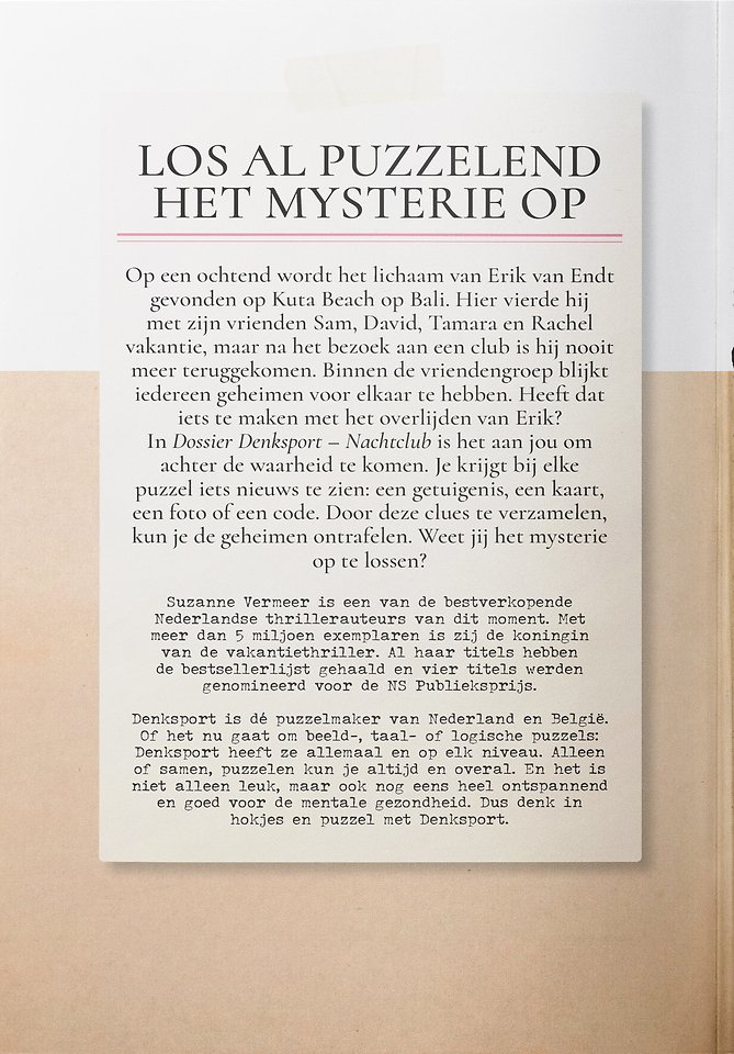 Dossier Denksport – Suzanne Vermeer - Nachtclub
