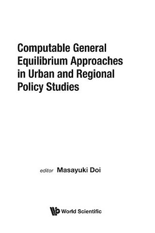 Computable General Equilibrium Approaches In Urban And Regional Policy Studies