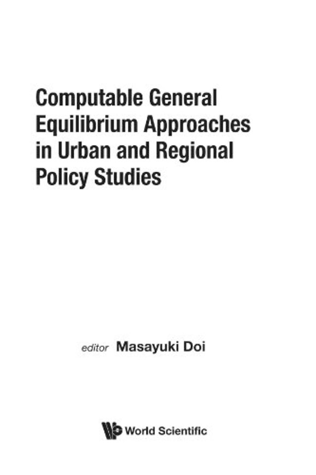 Computable General Equilibrium Approaches In Urban And Regional Policy Studies