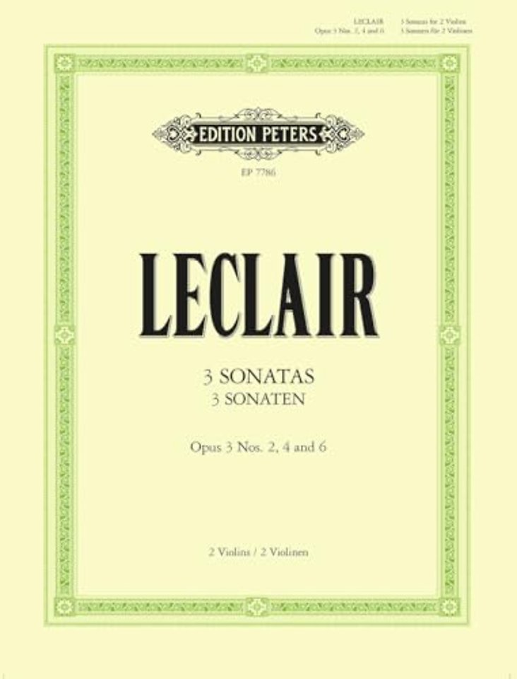 3 Sonatas for Two Violins Op. 3, Nos. 2, 4, 6
