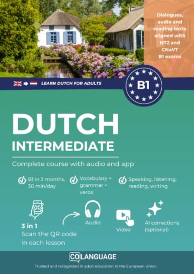 Learn Dutch B1 intermediate. Complete course from A2 to B1 (audio included)