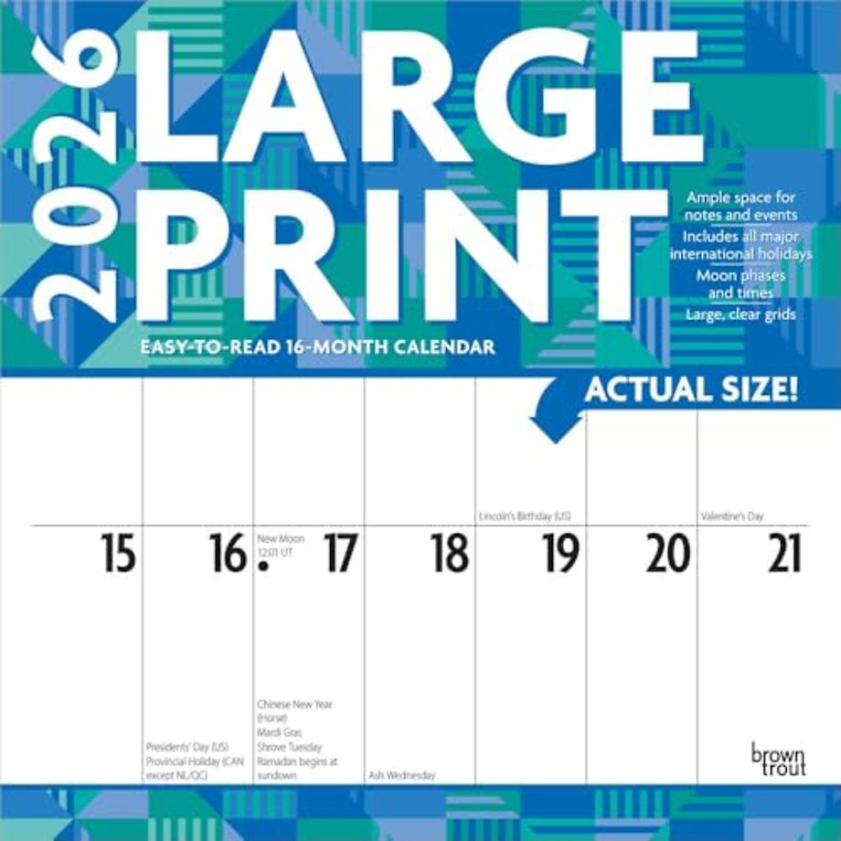 Large Print 2026 Square Flap Matte Calendar
