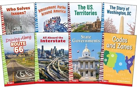 Explore The United States' Historic Routes and Modern Governance: Social Studies Readers 8-Book Set