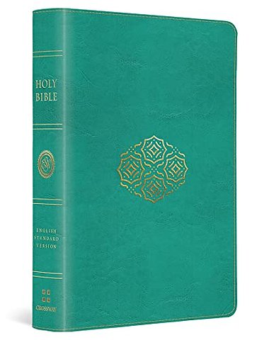 ESV Large Print Compact Bible, Red Letter (TruTone, Teal, Bouquet Design)