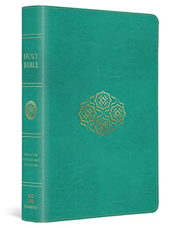 ESV Large Print Compact Bible, Red Letter (TruTone, Teal, Bouquet Design)