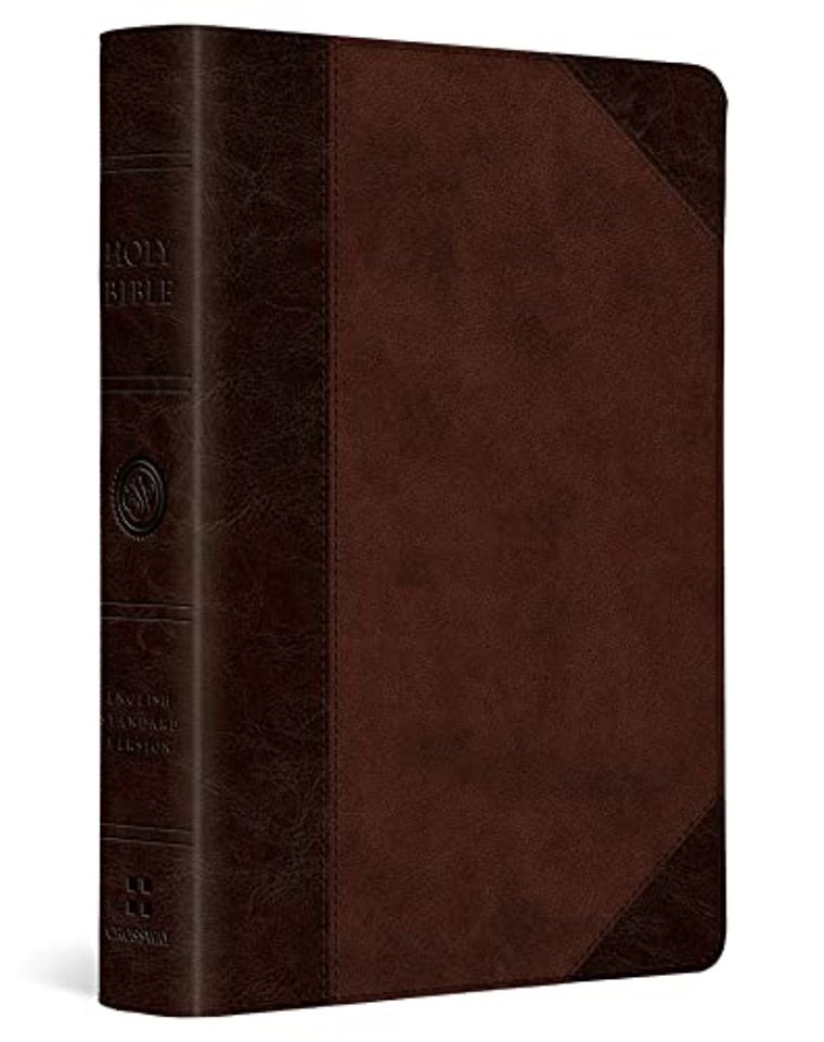 ESV Large Print Compact Bible, Red Letter (TruTone, Brown/Walnut, Portfolio Design)