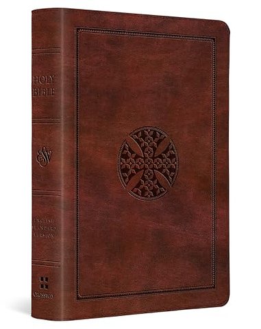 ESV Large Print Compact Bible, Red Letter (TruTone, Brown, Mosaic Cross Design)