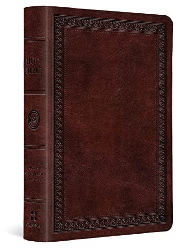 ESV Large Print Compact Bible, Red Letter (TruTone, Mahogany, Border Design)