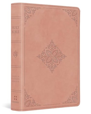 ESV Large Print Value Compact Bible (TruTone, Blush Rose, Fleur–de–lis Design)