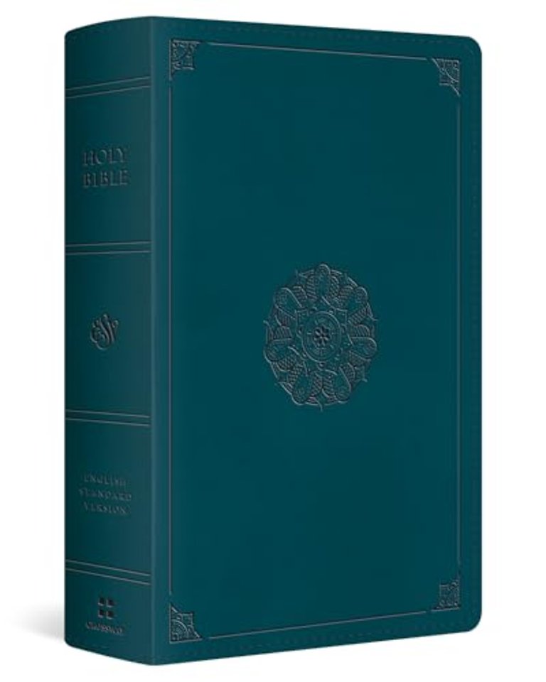 ESV Giant Print Personal Size Bible, Red Letter (TruTone, Deep Teal, Emblem Design)