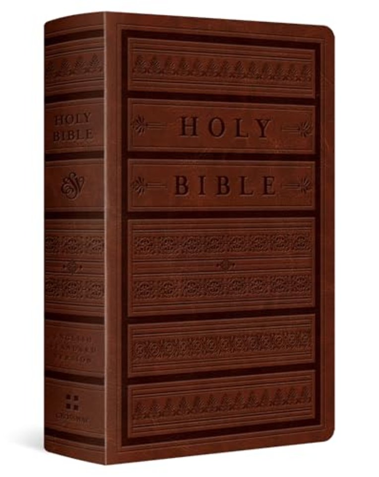 ESV Giant Print Personal Size Bible, Red Letter (TruTone, Brown, Engraved Mantel Design)